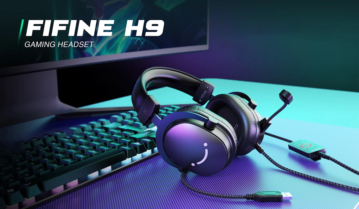 Auscultadores com Microfone FIFINE H9 – Som Surround 7.1 e baixa latência Auscultadores com Microfone FIFINE H9 – Som Surround 7.1 e baixa latência